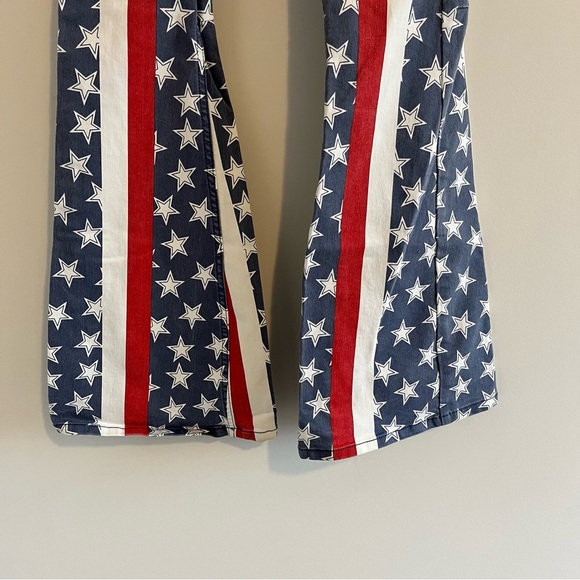 Free People Women’s Penny Pull On Jeans Stars and Stripes size 26 Flare Rodeo - Picture 6 of 14